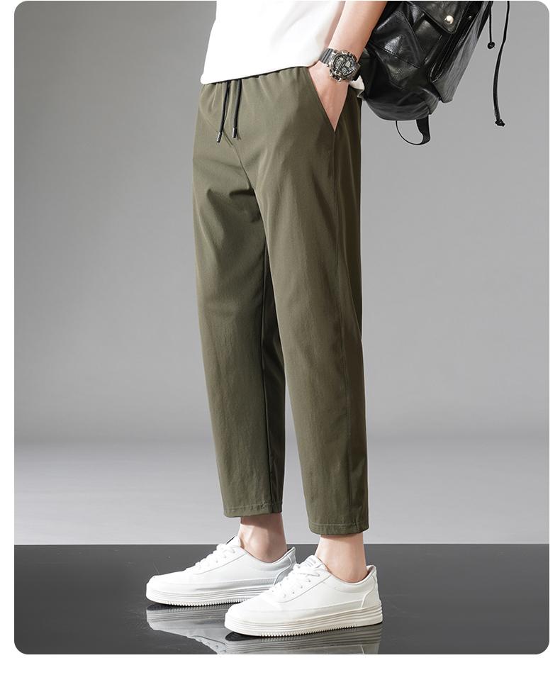 Product Introduction of M-8XL new nylon four-sided elastic summer men's casual sports nine-point pants ice silk small feet men's pants secondary development plus size 15