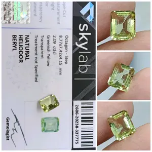 Natural Heliodor beryl Oktagon 2 ct memo SkyLab Zamrud Kuning Top Clean