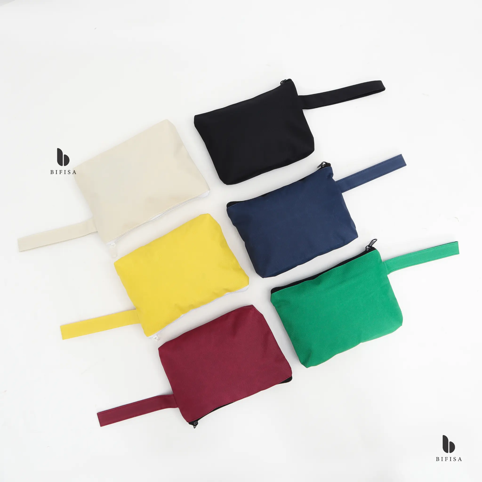 Pouch Polos Semi Kanvas Water Resistant Tempat Pensil Tempat Makeup Custom