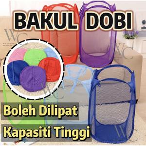 Bakul Simpan Penyimpanan Mainan Pakaian Saiz Besar Boleh Dilipat Mudah Disimpan Reka Bentuk Berongga Baju Kotor Dobi Hamper Bekas Foldable Large Capacity Size Clothing Toy Storage Net Basket Easy To Store Hollow Design Dirty Clothes Shirt Laundry Box