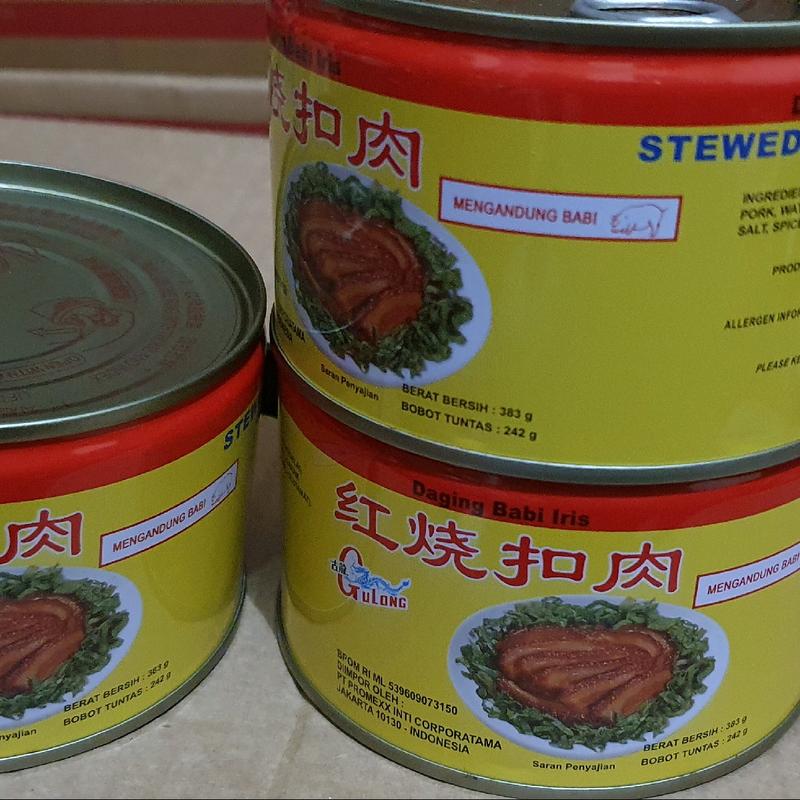 Gulong Stewed Pork Sliced/ Samcan Babi kaleng 383 gr Exp Baru 0