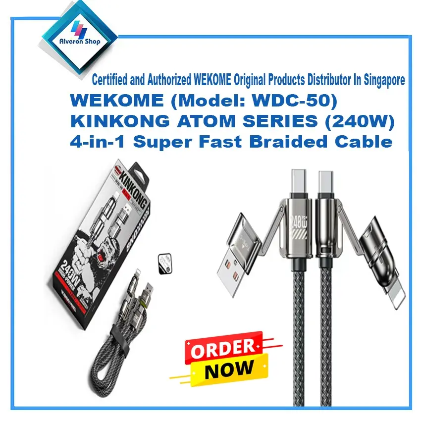 WEKOME WDC-50 KINKONG ATOM SERIES (240W) 4-in-1 Super Fast Braided Cable