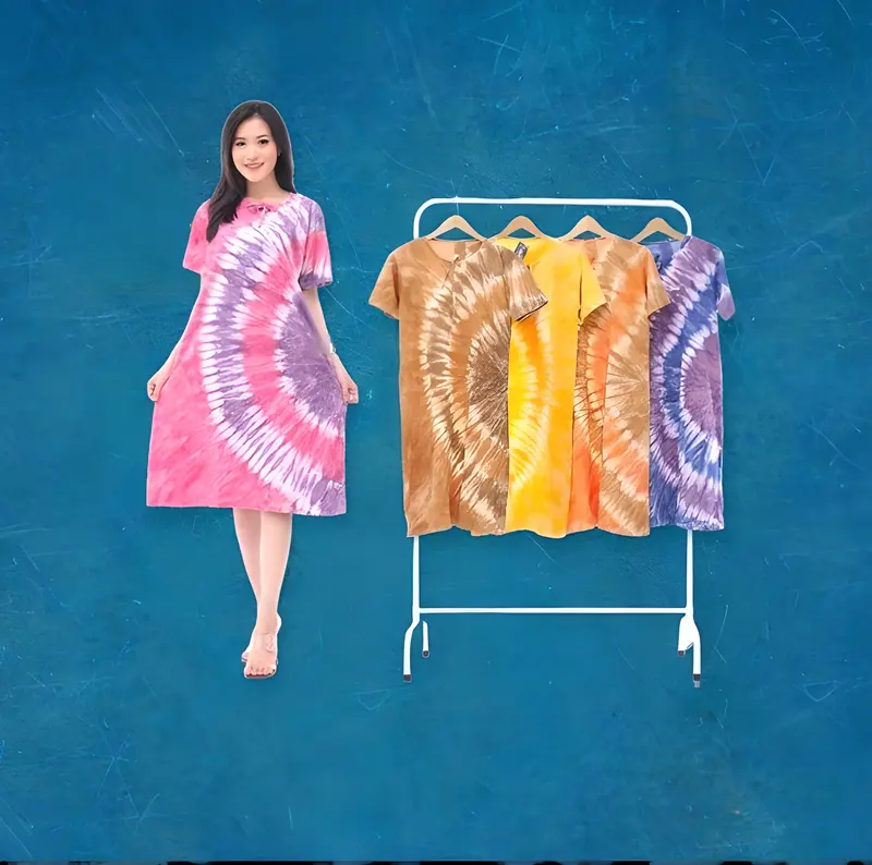 daster 5 pcs 100 rb daster wanita kekinian daster ibu baju tidur wanita dewasa Panjang Tidur Ruffle daster  motif Katun Dress Pendek Rayon Batik non Busui Bumil Serut Putri 2