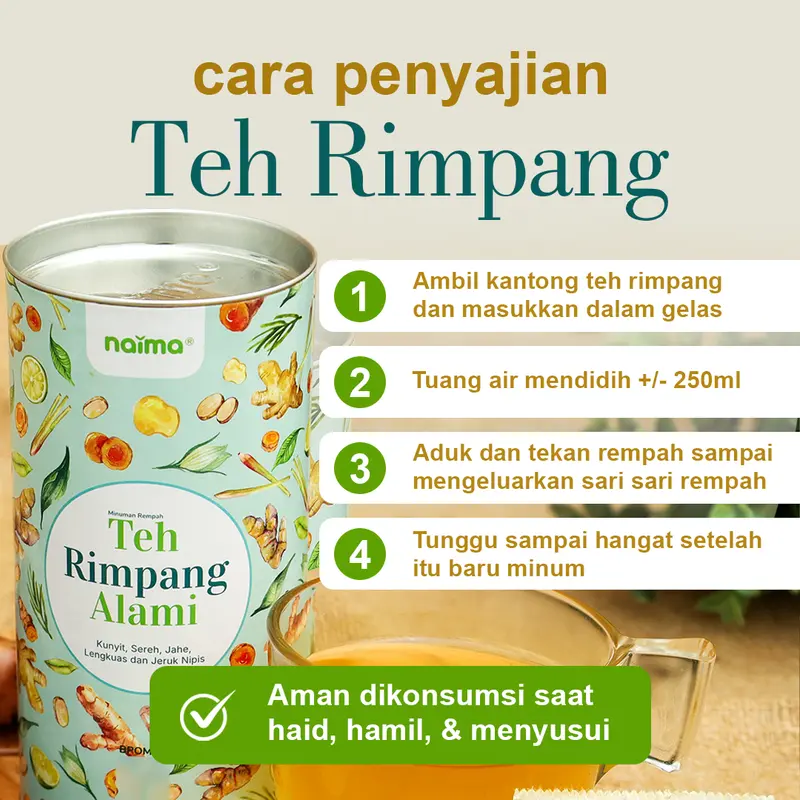 Teh Rimpang Alami ala zaidul akbar - HALAL BPOM - Kunyit, Sereh, Jahe, Lengkuas, Jeruk Nipis Air Kuning Minuman Tea 2