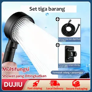 Kepala Pancuran Tangan DUJIU ABS Hitam Modern – Shower Tekanan Tinggi Hemat Air dengan 3 Mode Semprotan, Nozel Anti-tersumbat, Material Anti Karat, Mudah Dipasang, Cocok untuk Kamar Mandi Rumah dan Apartemen