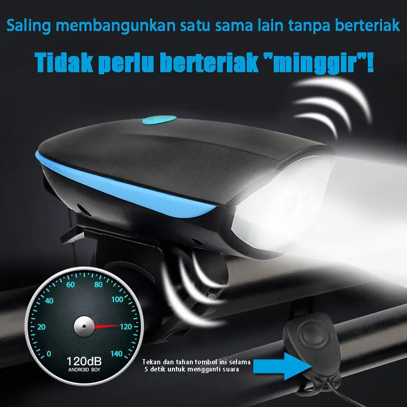 TaffLED Lampu Sepeda LED Cree XPG dengan Klakson - 7588 - Multi Color Outdoor lampu buat sepeda pancal 1