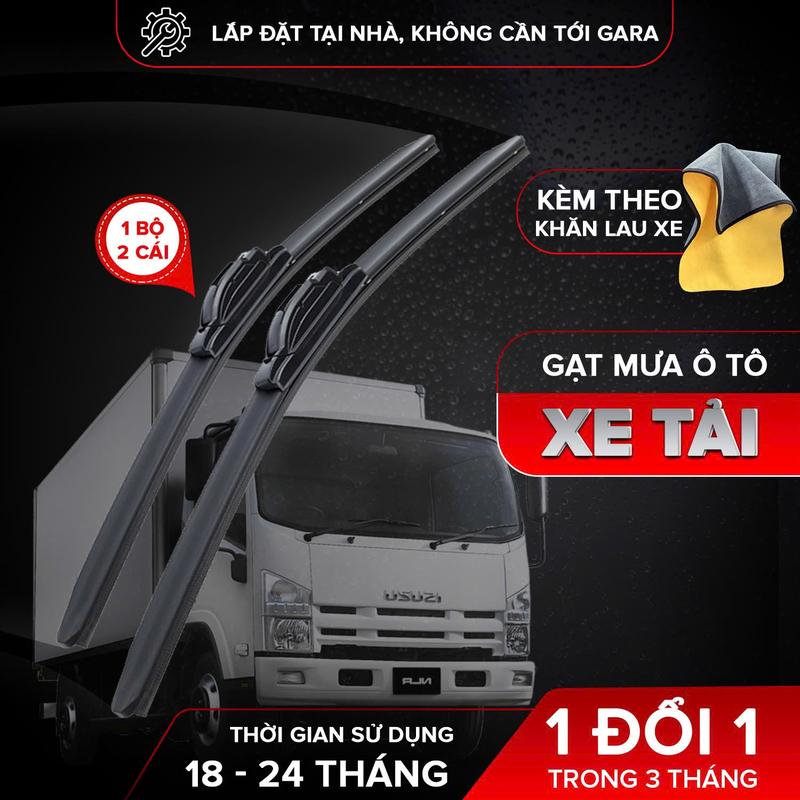 Gạt mưa xe XE TẢI, cần gạt xương mềm, lưỡi gạt Cao Su tự nhiên.
