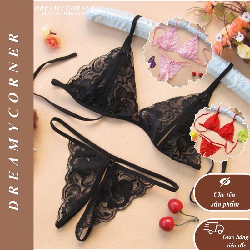  Set đồ lót ren sexy quần hở  DL01 CHE TÊN Áo lót ren Quần lót ren gợi cảm quyến rũ sexy 