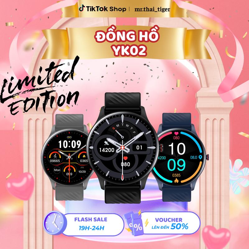 YBL X MR.THAI_TIGER Đồng hồ thông minh bluetooth YK02 Chống Nước 3ATM ,Liên Kết Điện Thoại Có Thể Đi Bơi Được Nghe Gọi 2 Chiều Nhận Thông Báo Tin Nhắn Nghe Nhạc,Thể Thao
