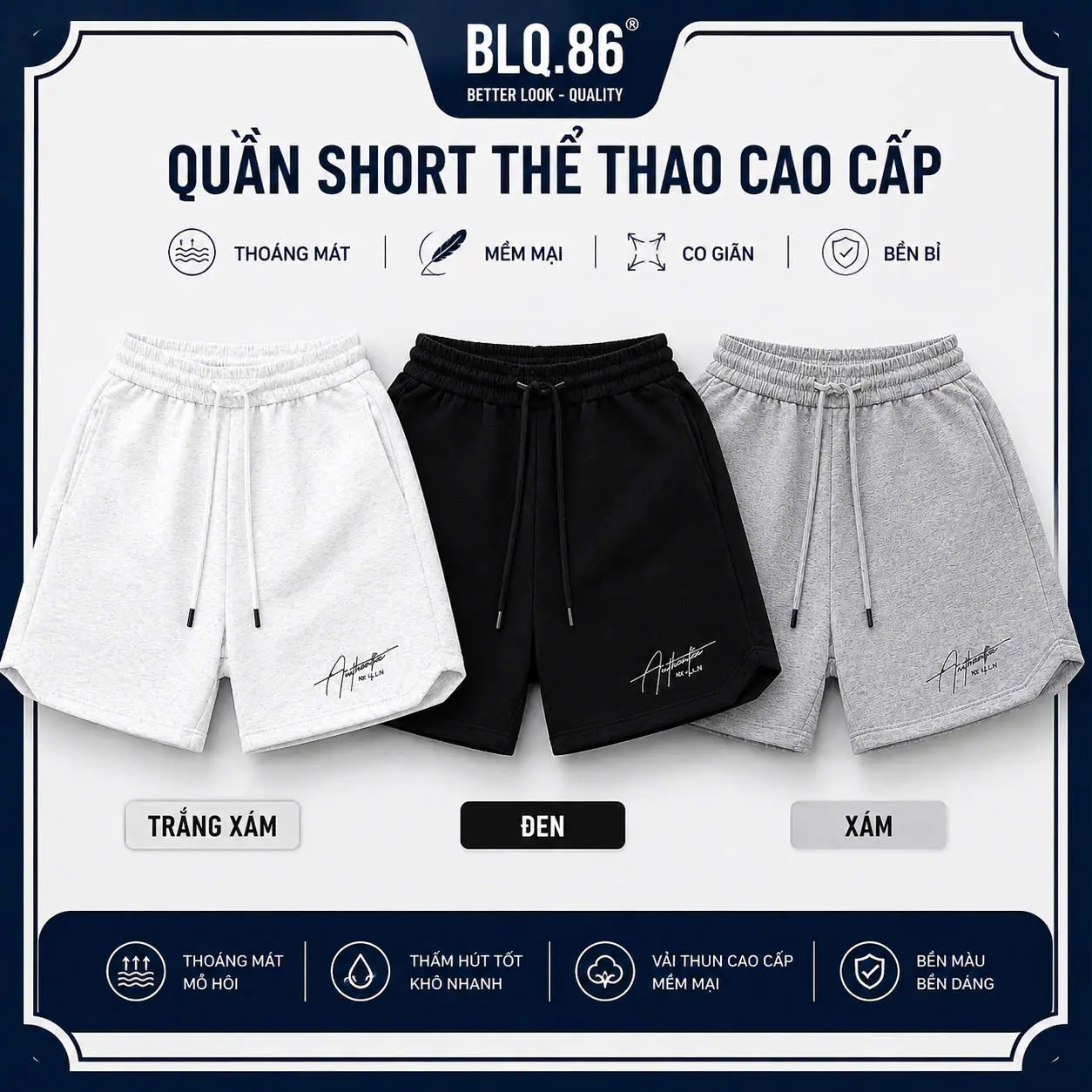 mở bán quần lửng nam chất da cá cotong dày dặn - BLQ.shop86