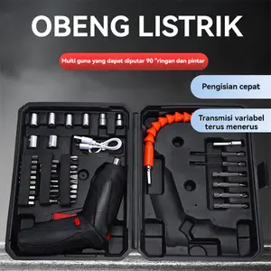 Reaim Cordless Screwdriver 4.2 V Mesin bor baterai impact cordless drill 47 pcs Set Screwdriver Baterai Bor mini