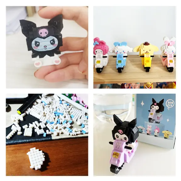 JIQILE Mainan Bricks kuromi DIY Nano Block Lucu DIY 3D Puzzle Kartun Mainan Anak Perempuan 1