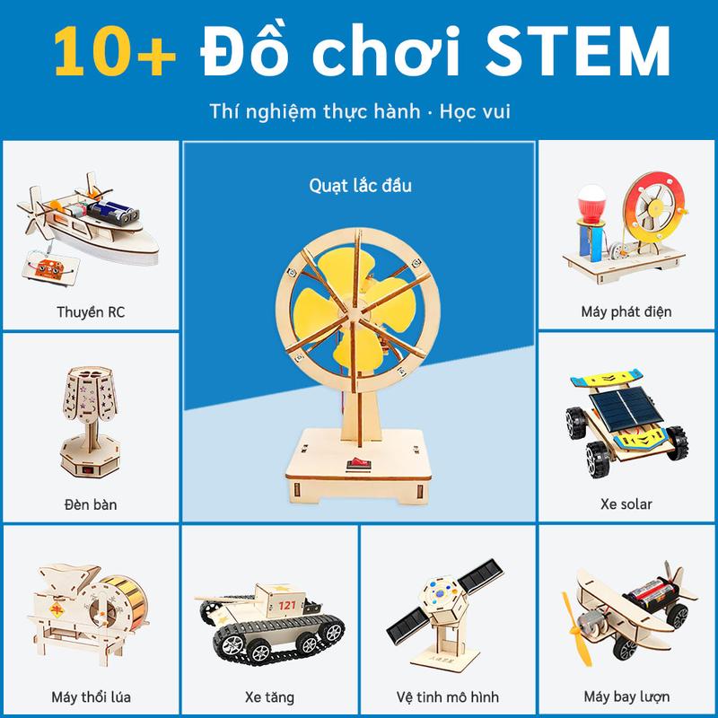 Quạt điện mô hình đồ chơi lắp ráp thí nghiệm khoa học STEM mô hình gỗ giáo dục…
