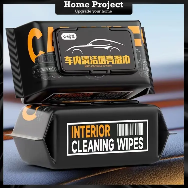 Car Leather Wipes Tissue Car Interior Cleaning Wipes (80 Sheets) Leather Dust Remover Wet Tissue Cleaner LAP PEMBERSIHAN DALAMAN KERETA