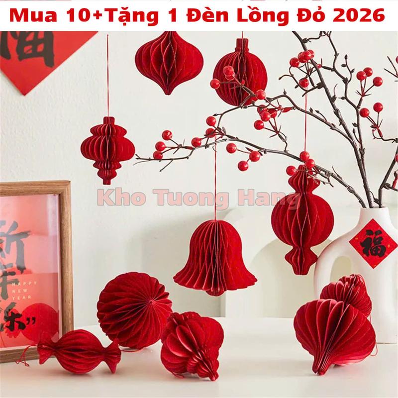   Mua 10 Tặng 1 Đèn Lồng Đỏ Đủ Mẫu Trang Trí Tết 2026,Set 11 Quả Cầu Giấy Treo Tết,Lễ Hội,Cây Đào,Cây Mai 