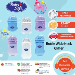 Baby Safe Glitter Bottle Wide Neck / Botol Susu Babysafe Dot Bayi Anak 125ml 250ml WN11 WN12