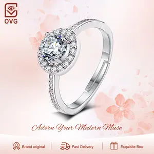 【003 Harga Telah Diperbarui, Segera Pesan】OVG Cincin Wanita  Original Jewelry Mewah Elegan Free Size Dilapisi Platinum Cincin Cewek OGR012-Silver