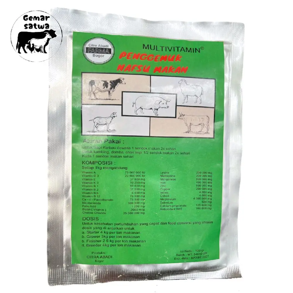 Multivitamin Penggemuk Nafsu Makan Sapi Kerbau Kambing Domba Babi vitamin untuk