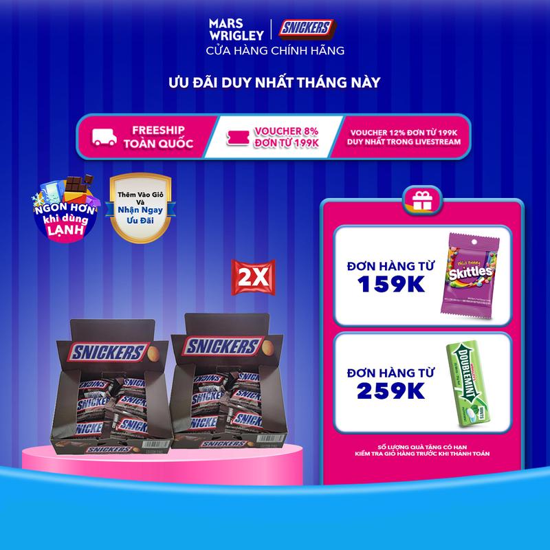 Combo 2 Hộp Kẹo Socola Snickers 240g 2 hộp x 12 thanh x 20g