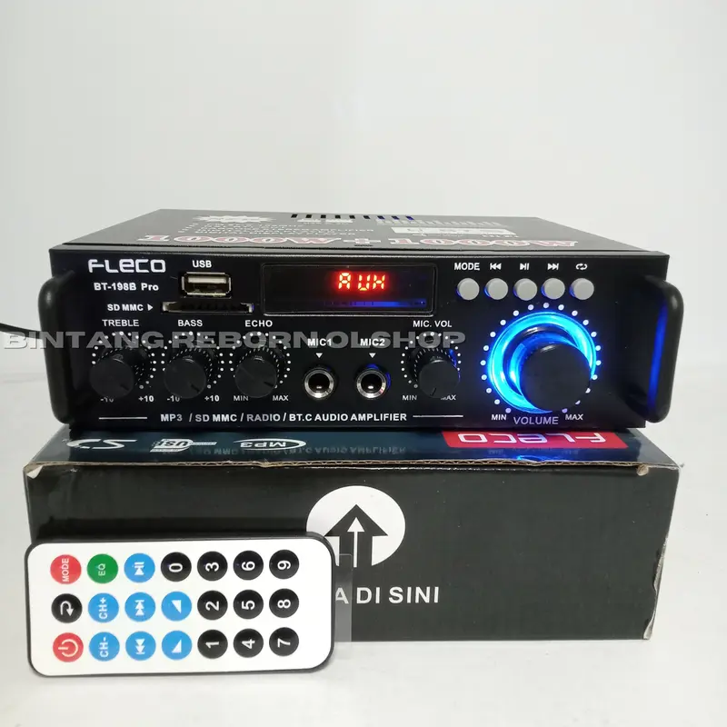Power Amplifier FLECO BT-198B PRO | Amplifier Bluetooth MINI Fleco Audio Power BT 198B PRO 1000W | Karaoke + Mp3 player + FM Radio Full Bass - FLECO BT-198B PRO 5