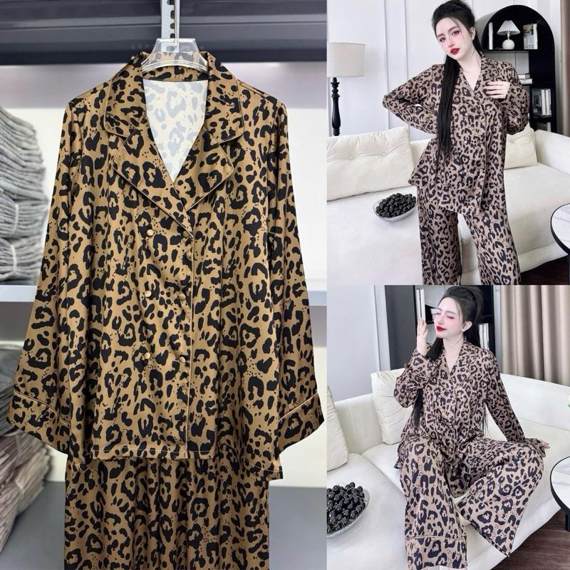 Size M XL 40_68kg . Đồ bộ nữ Pijama Cổ Vest Nhọn . Chất Vải Lụa Latin Mềm Mát - Quần M94cm XL96cm . Có Túi