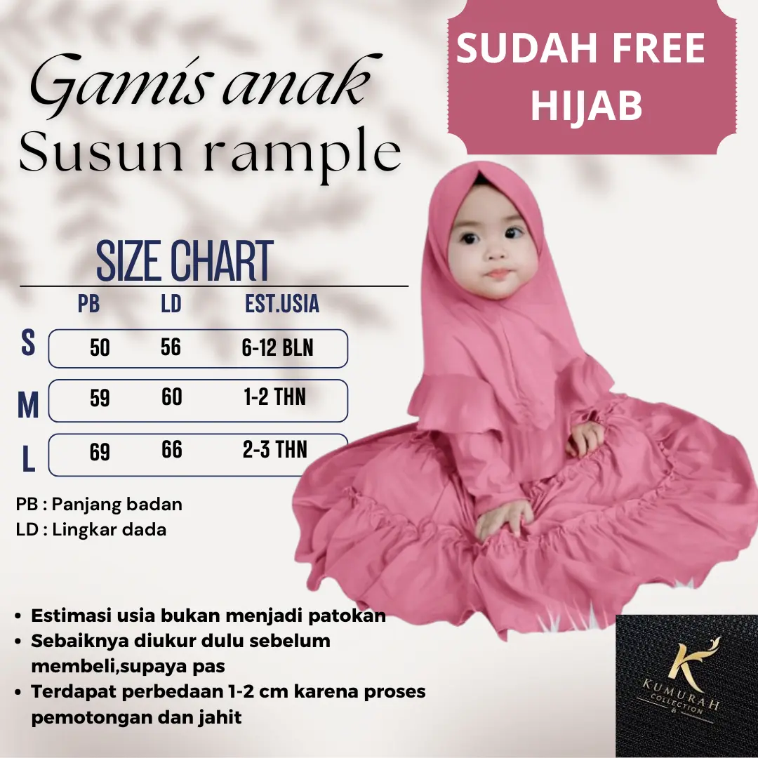 GAMIS BAYI ANAK PEREMPUAN CRUCIL SUSUN RAMPLE POLOS SET KRUDUNG SYARI 6 BULAN SAMPAI 3TAHUN Muslim Nyaman Lembut Jilbab Keluarga Baju Variasi Kerudung 4-5 Tahun White