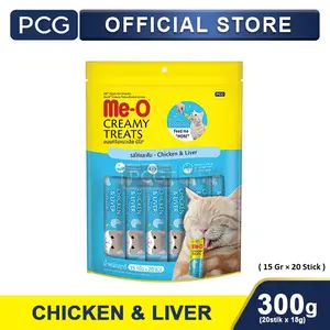 Me-O Snack Kucing Creamy Treats Chicken & Liver Flavor 20's 300 Gr