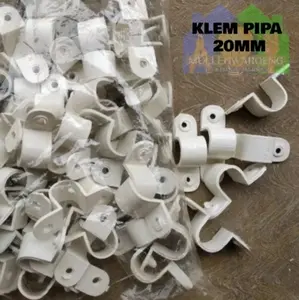 Klem 20mm Penjepit Pipa Conduit Listrik 20 MM Putih 1 Pack Isi 100 Murah