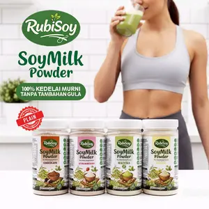 Rubisoy Susu Kedelai Bubuk Murni Premium 400gr Rendah Lemak Tinggi Protein dan Serat Varian Rasa Matcha Strawberry Vanilla Cokelat