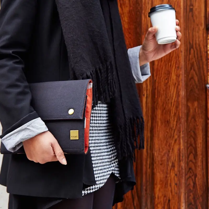 Tas Sleeve Organiser Portabel untuk iPad & Tablet 10 inch - Original Knomo by Knomo London - Hitam/Olive/Sand - Canvas Twill