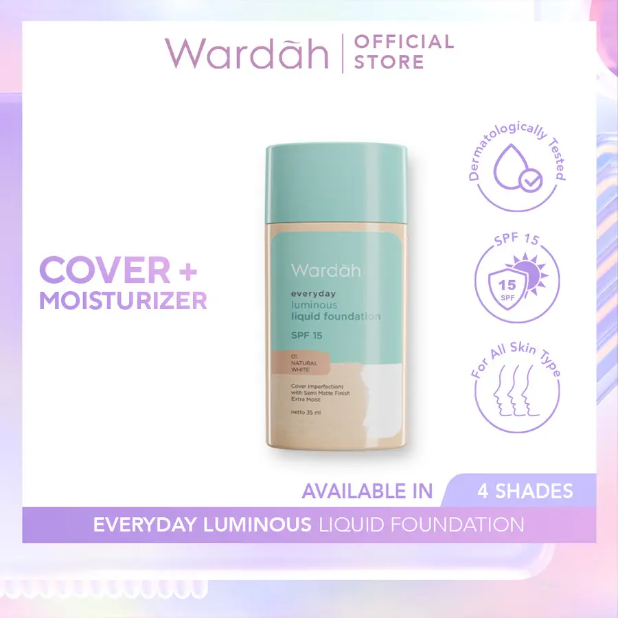 Wardah Everyday Luminous Liquid Foundation - Alas Bedak Hasil Matte