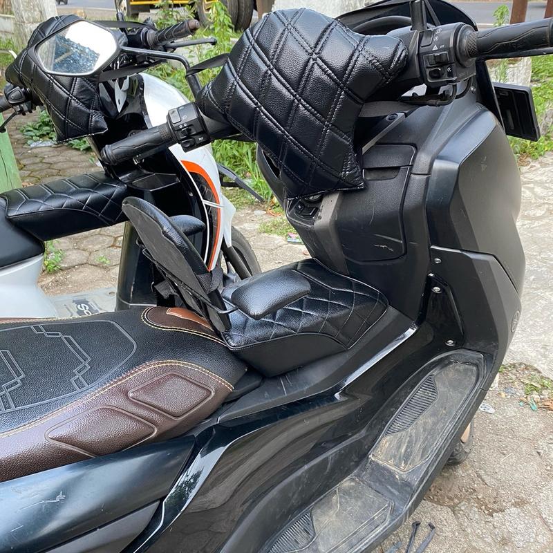 Jok boncengan + sandaran paket murah untuk motor matic dan bebek motif jahit timbul 8