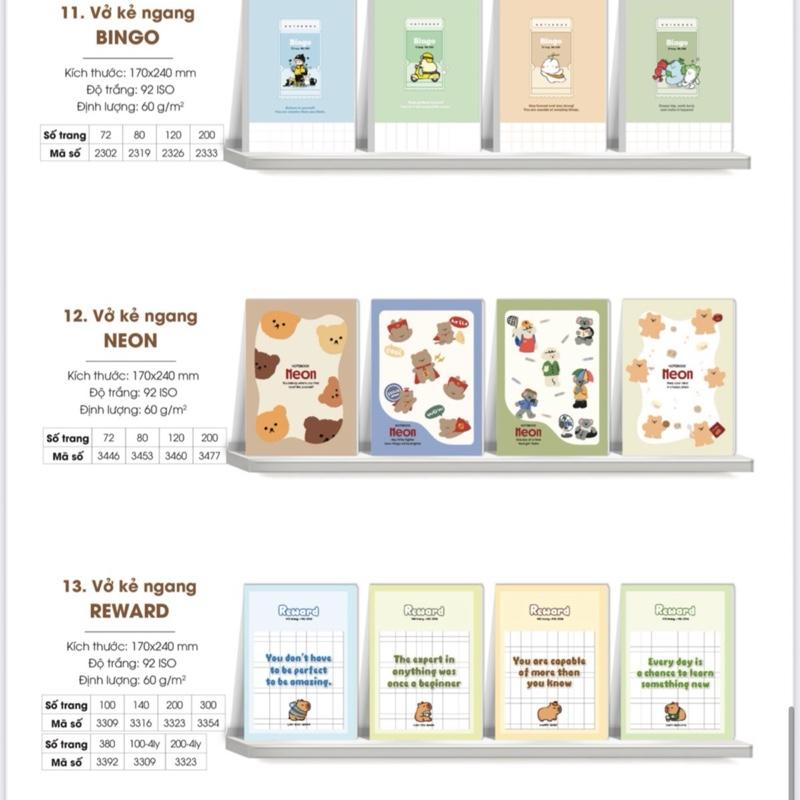 HẢI TIẾN Vở kẻ ngang Cute bingo neon (72,80,120 trang)(Giao mẫu ngẫu nhiên - lốc 10 cuốn)