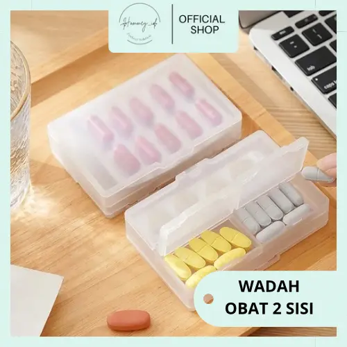 HOMMEY ID - KOTAK TEMPAT PENYIMPANAN OBAT 2 SISI | PORTABLE MEDICINE STORAGE BOX TRAVEL | KOTAK OBAT TRAVEL