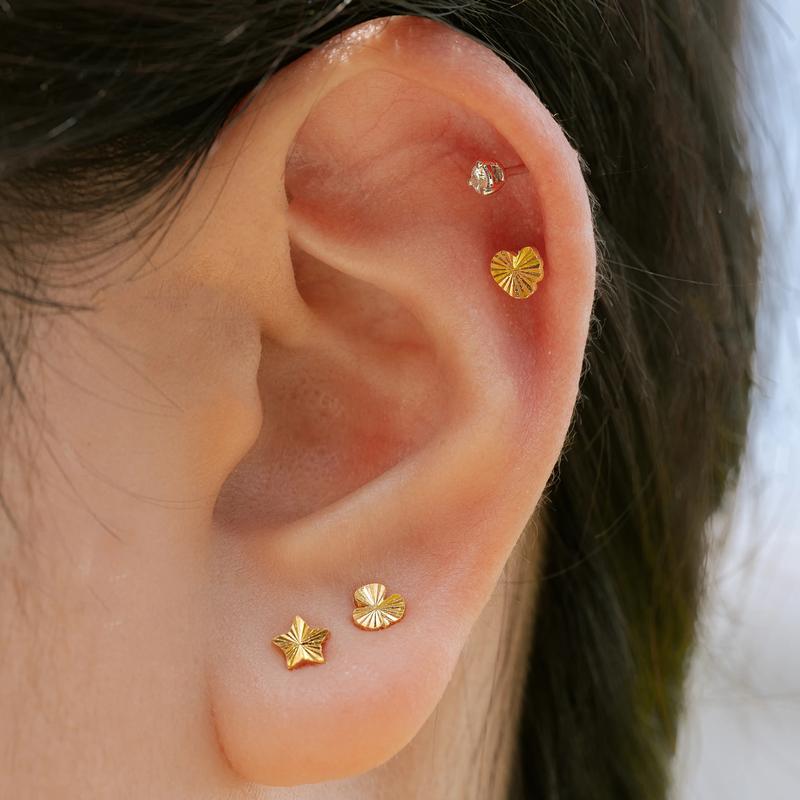 SK Jewellery SK 916 Frilled Gold Earrings Trio Bundle 4