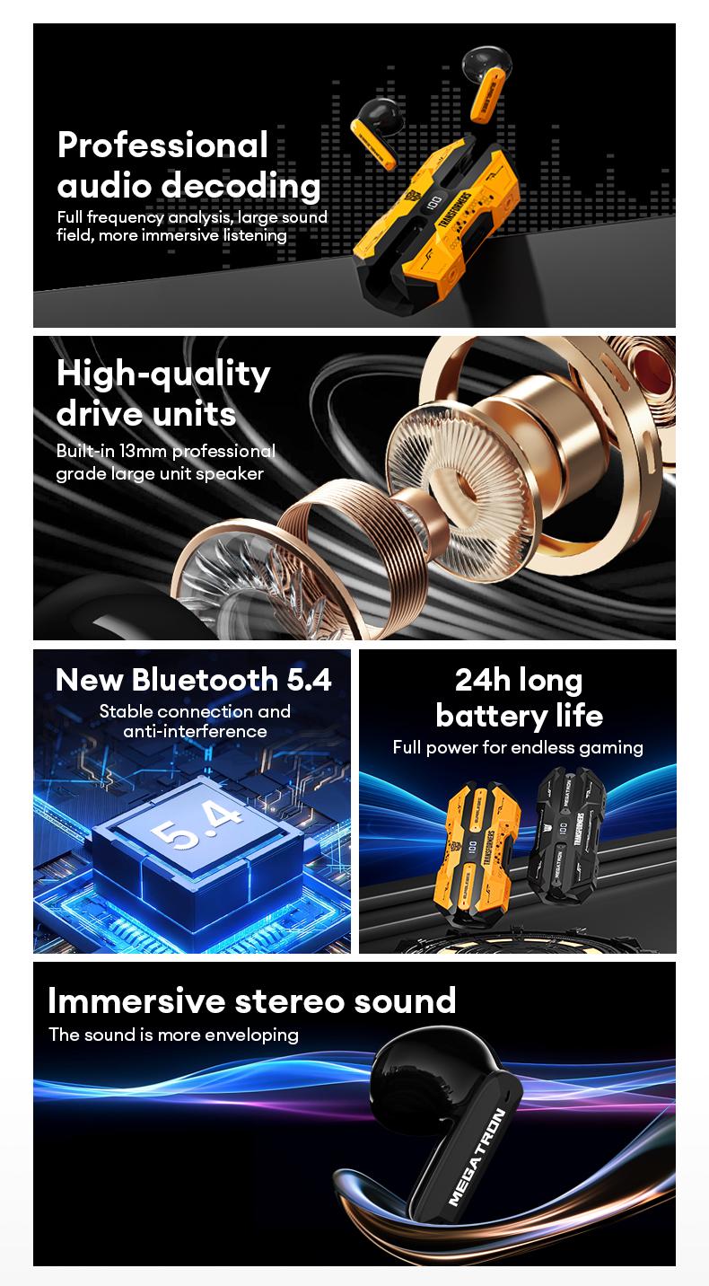 Product Introduction of Tai Nghe Bluetooth, Transformers, Không Dây, TF-T51, Khử Tiếng Ồn, Thích Hợp Chơi Game Và Thể Thao Điện Tử, Trong Tai, Hàng Mới Về, Tương Thích Với Huawei Và Apple Earphone 1