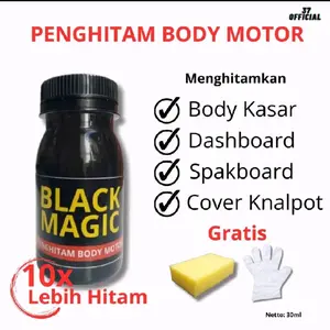 Black Magic - Leher Hemat Black Magic Penghitam Body Kasar Dashboard Motor 50ml.10x Lebih Hitam Gratis Sponge & Sarung Tangan
