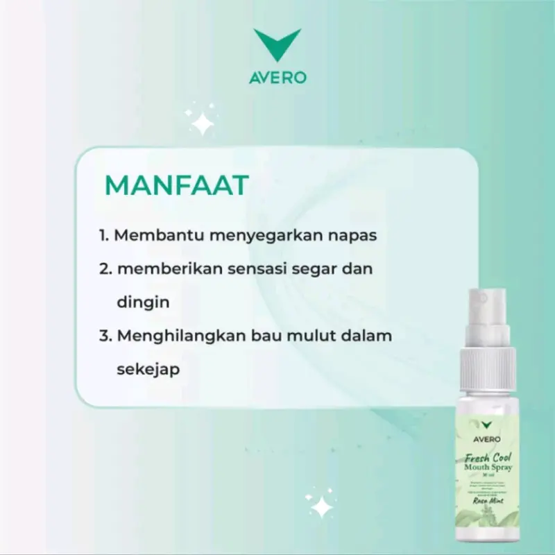AVERO Fresh Cool Mouth Spray, AVERO Sweet Gum Mouth Spray, Parfum Mulut BPOM, 100% Original dan Best Seller 3