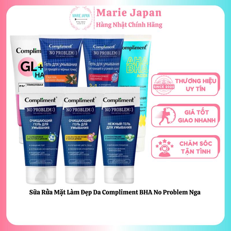 Sữa Rửa Mặt Làm Đẹp Da Compliment BHA No Problem Nga Tuýp 200ml - Skincare Tea 