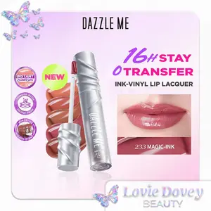 [NEW LAUNCH] DAZZLE ME Ink-Vinyl Lip Lacquer Lip Cream Lipstik Glossy Tahan Lama 16 Jam Lip Vinyl Transferproof Waterproof Lipstick Bibir