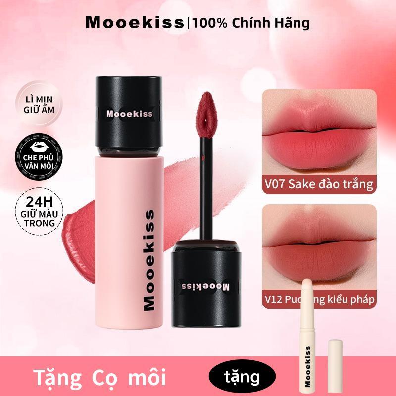  【NEW  COD  Mooekiss Son Môi Son Bùn Lì Mềm Mịn Như Nhung Giúp Làm Giảm Thâm Môi Sáng Da Cho Tone Da Vàng 3g*1 