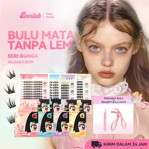 DOROLAB Bulu Mata Palsu Pemula Tanpa Lem Seri Bunga IRIS Tulip Hyacinth Sunflower Reusable Eyelash Extension Set untuk Wajah