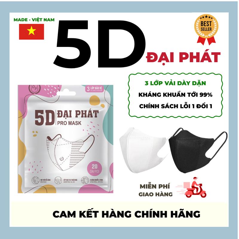 Thùng 200 Cái Khẩu trang 5D ĐẠI PHÁT Promask 20 Chiếc Túi 3 lớp kháng khuẩn chống tia UV - Chống Bụi Mịn