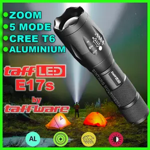 Senter Swat LED TaffLED E17 S Cree XM-L T6 Police Tactical Lampu Camping Terang 3800 Lm by TaffWare flashlight