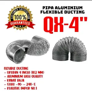 Pipa Exhaust Fan Aluminium 4 Inch Ukuran 3 Meter Pipa Cerobong Asap/ Flexible Ducting