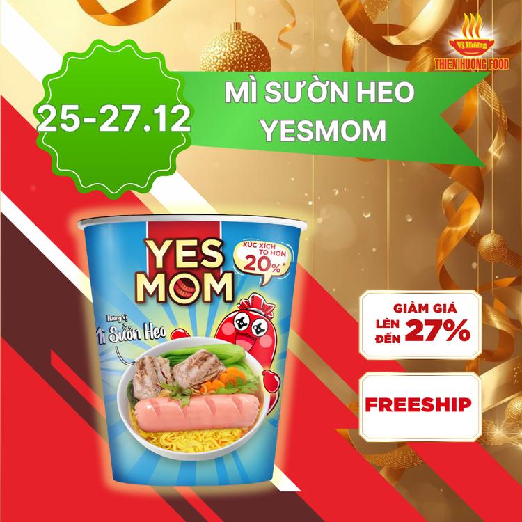  CÓ XÚC XÍCH TRONG LY - Thùng 24 ly Mì Sườn Heo Yes Mom Có Xúc Xích 79.2gram ly 