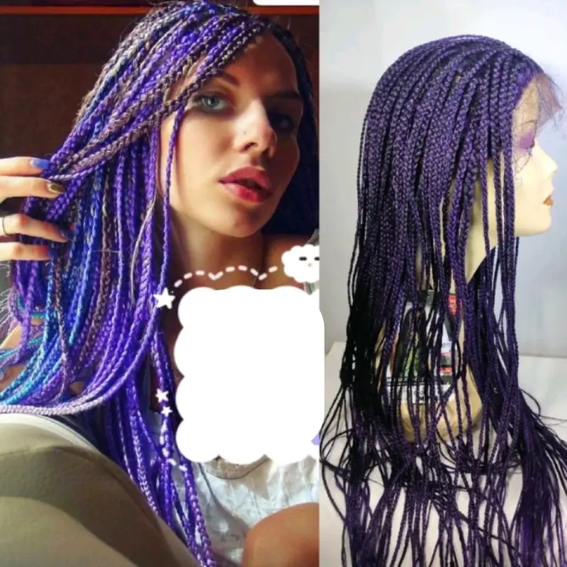 Wig Wanita Rambut Kepang Panjang Model Wanita Amerika Afrika Wig Wanita Lace Front Kepang Panjang 70 Cm 1