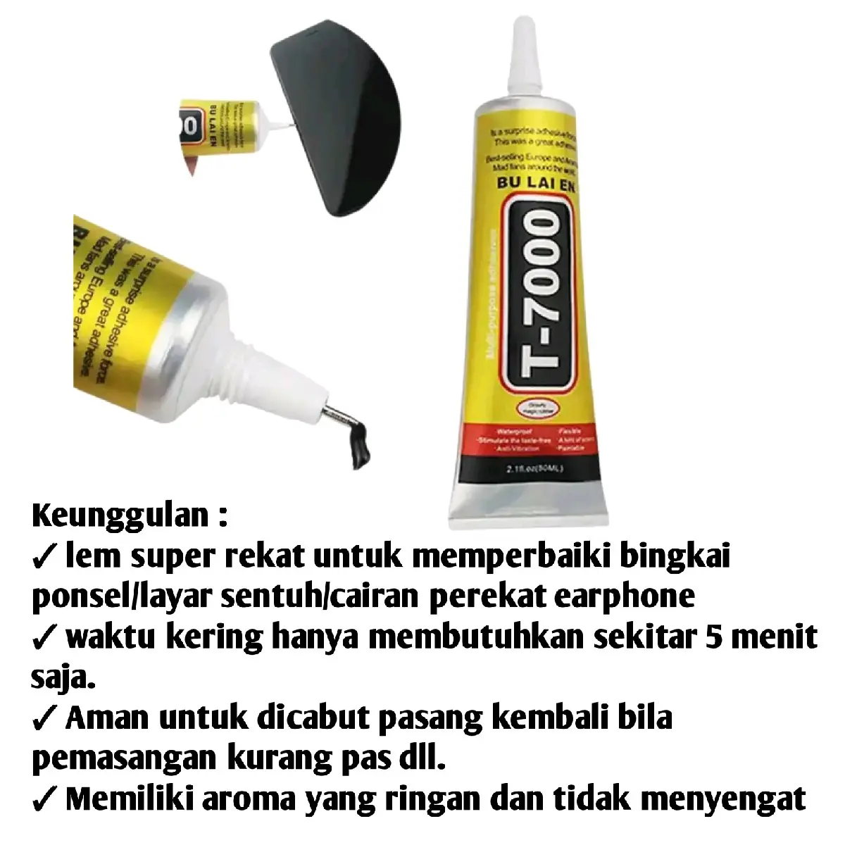Lem T-7000 Hitam Original / Lem Lcd/Lem Backdoor / Lem Elektronik Original