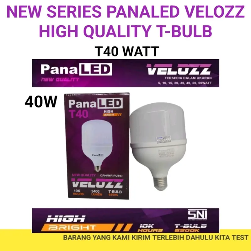 PANALED VELOZZ LAMPU LED GARANSI 1 TAHUN CAHAYA PUTIH SNI T40watt/T50watt/T60watt bola  lampu bola  lampu lampu  led 1