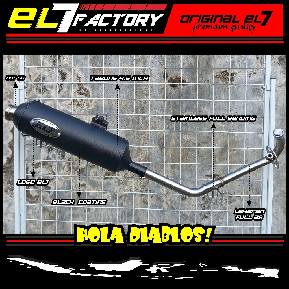 Knalpot Original EL7 Factory Exhaust Type Luster Full Set Muffler All Motor Matic-TABUNG PANJANG